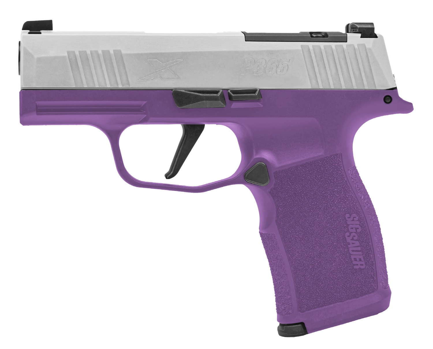 Sig Sauer 365X-9-TXR3-PR P365 XSeries Purple Rain 9mm Luger 12+1 3.10" Black DLC Barrel, Stainless Steel Optic Ready/Serrated Slide, Purple Cerakote Stainless Steel Frame w/Accessory Rail, Polymer Gri