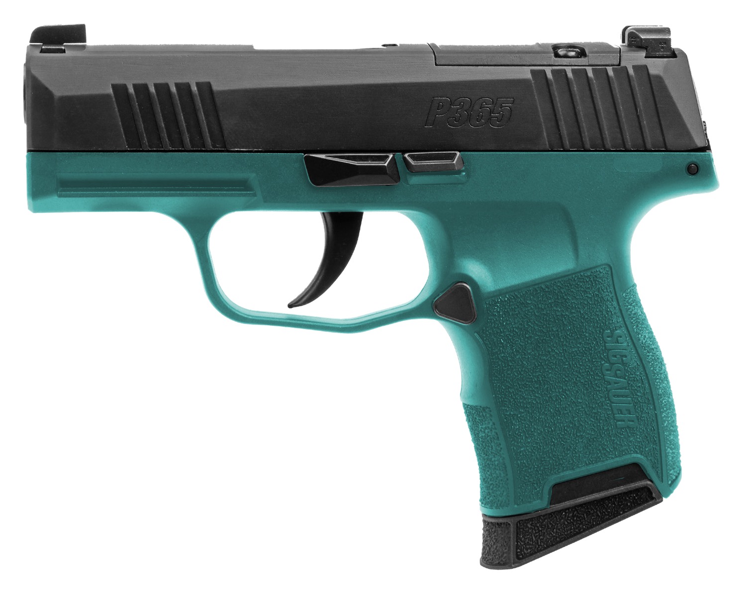 Sig Sauer 365-9-BXR3-BB P365 Bama Breeze 9mm Luger 10+1 3.10" Black DLC Barrel, Black Nitron Stainless Steel Optic Ready/Serrated Slide, Teal Cerakote Stainless Steel Frame w/Accessory Rail, Polymer G