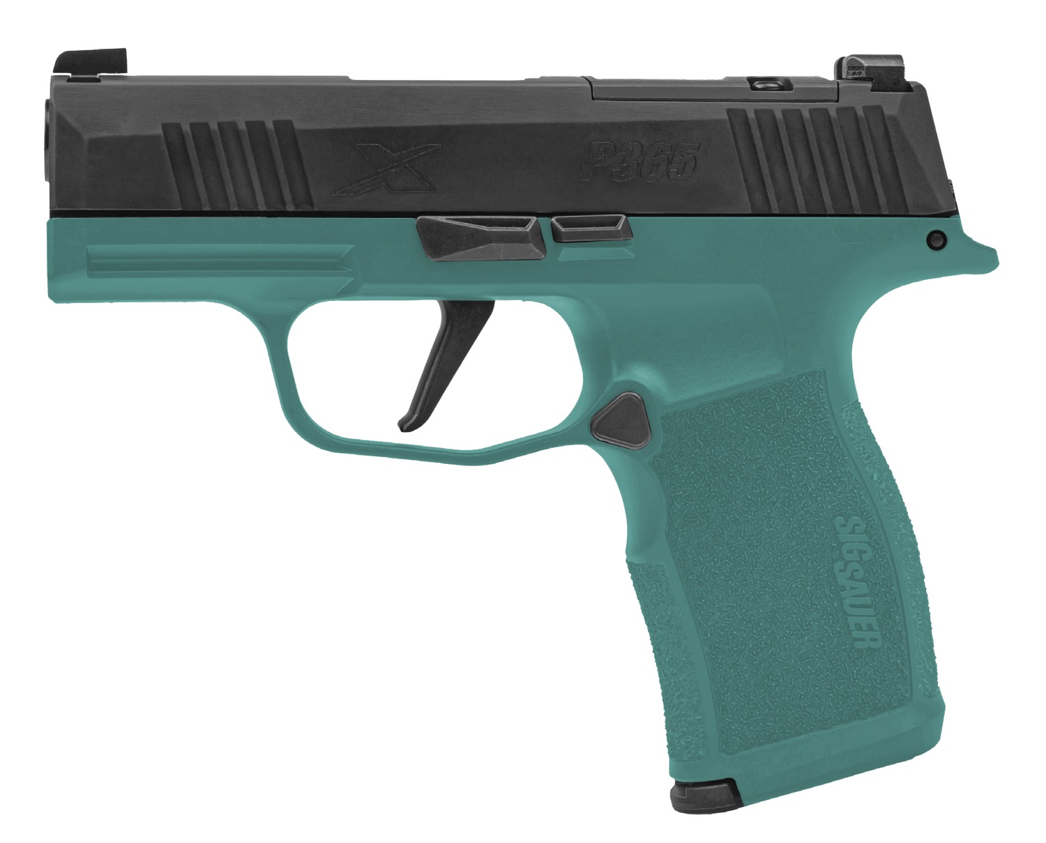 Sig Sauer 365X-9-BXR3-BB P365X Bama Breeze 9mm Luger 12+1 3.10" Black DLC Barrel, Black Nitron Stainless Steel Optic Ready/Serrated Slide, Teal Cerakote Stainless Steel Frame w/Accessory Rail, Polymer
