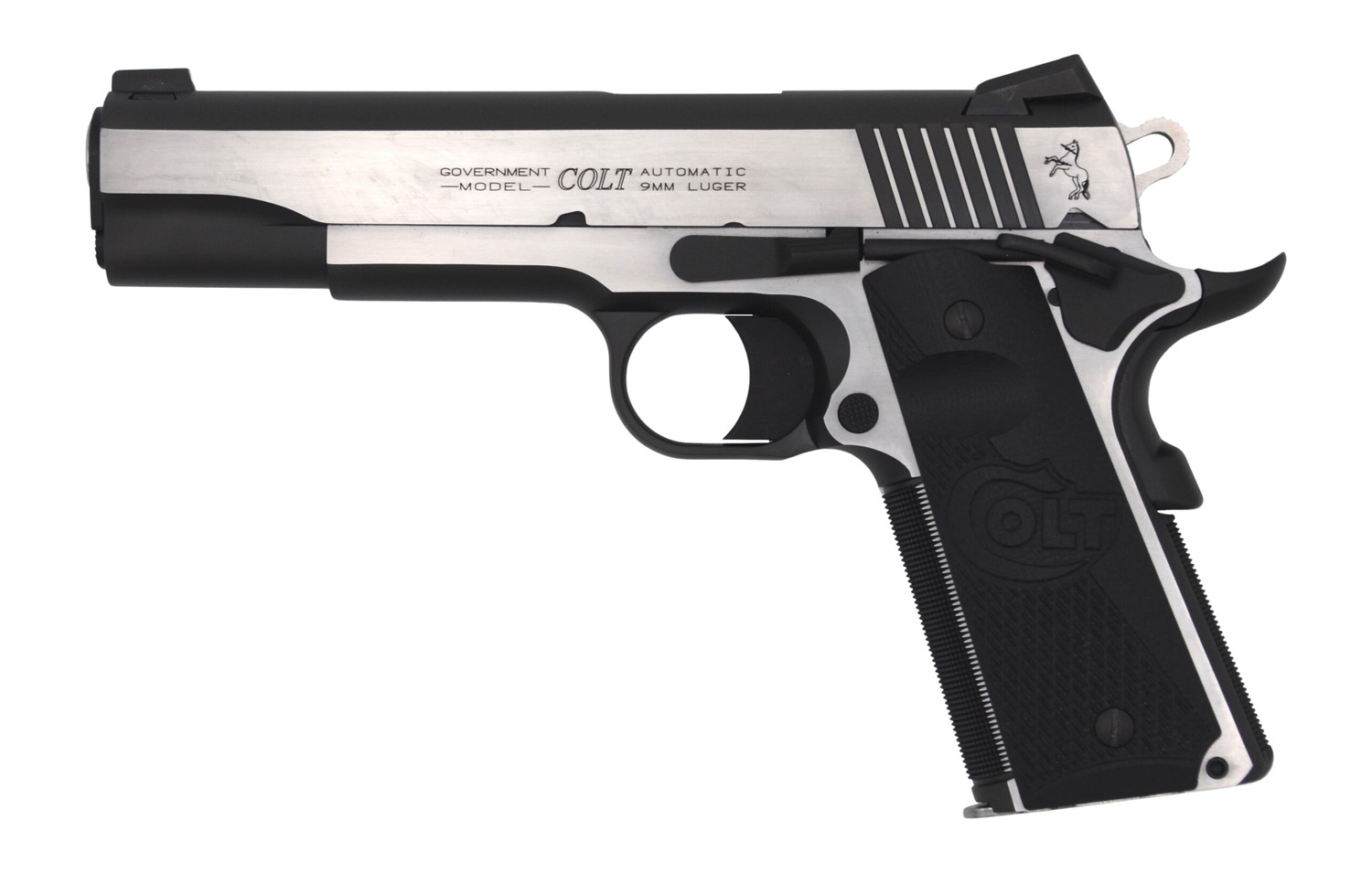Colt Mfg O1072CEOR Combat Elite Government Full Size 9mm Luger 9+1 5" Stainless National Match Barrel Two-Tone Elite Stainless Steel Optic Ready/Serrated Slide & Frame w/Beavertail, Ambidextrous