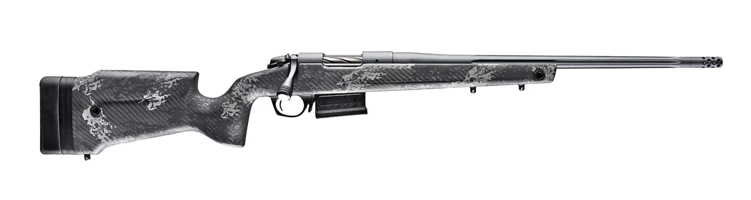 Bergara Rifles B14LM7518 B-14 Crest 300 PRC 5+1 22" Sniper Gray Cerakote Fluted Threaded Barrel, Sniper Gray Cerakote Steel Drilled & Tapped Receiver, Fixed Carbon Fiber w/Black & Gray Sponge Accents