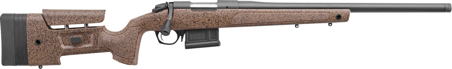 Bergara Rifles B14S3514C B-14 HMR 22 Creedmoor 5+1 20" Graphite Black Cerakote Threaded Barrel & Drilled & Tapped Receiver, Tan w/Black Flecks Adj Cheek & LOP Mini-Chassis Synthetic Stock, Right Hand