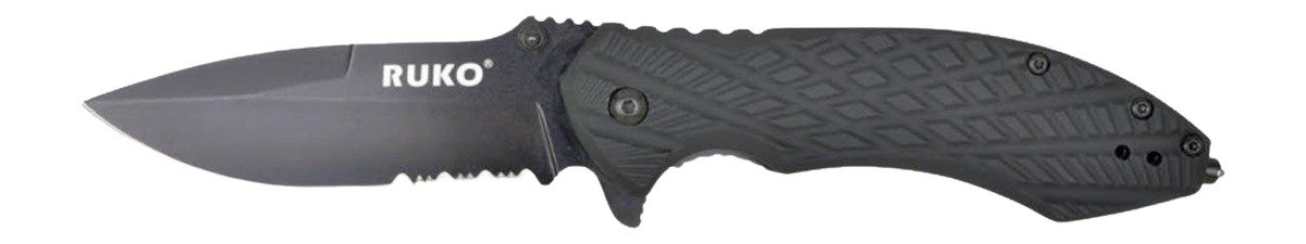 RUKO RUK0182SBBK  440C 3-1/4"SERRATED FOLDING BBPS