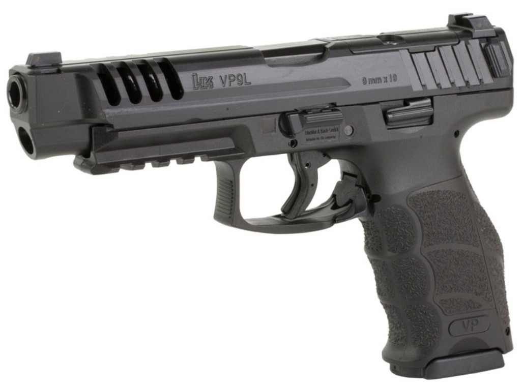 HK 81000947 VP9 L 9mm Luger 10+1 5" Polygonal Rifled Barrel, Black Steel Barrel, Black Long/Lightening Cuts/Optic Cut Slide, Polymer Frame w/Picatinny Rail, Interchangeable Backstrap Grip