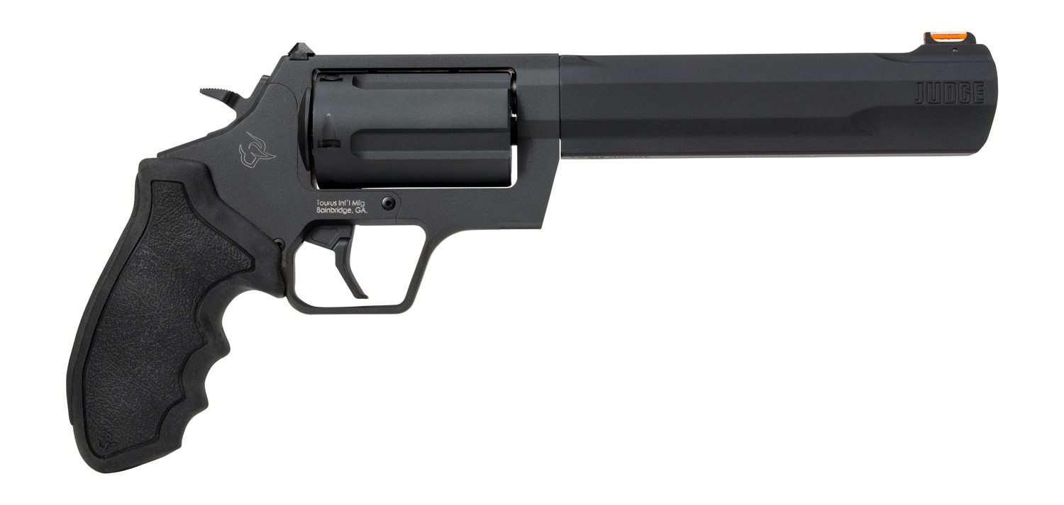 Taurus 2-JUDGE61 Judge  45 Long Colt/410 Gauge 5 Shot 6.50" Black Stainless Steel Barrel, Cylinder & Frame, Black Rubber Grip, Transfer Bar Safety