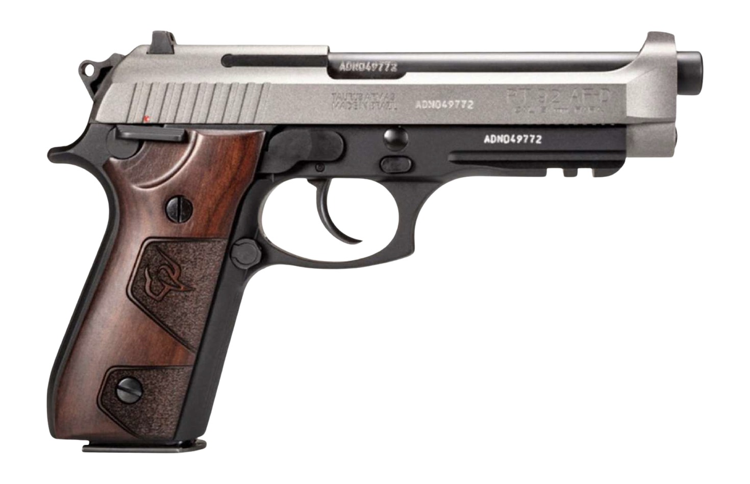 Taurus 1-92015C1-HW2 PT92  9mm Luger 17+1 5" Black Barrel, Tungsten Gray Cerakote Steel Serrated Slide, Black Cerakote Steel Frame w/Beavertail & Picatinny Rail, Altamont Wood Grip