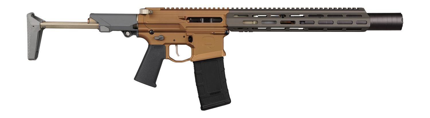 Q LLC HB300BLK7INHBSILFDEANO Honey Badger SD Sports South Exclusive 300 Blackout 7" Tan Anodized Picatinny Rail Receiver, M-LOK Handguard ,2 Position PDW, Black Polymer Grip