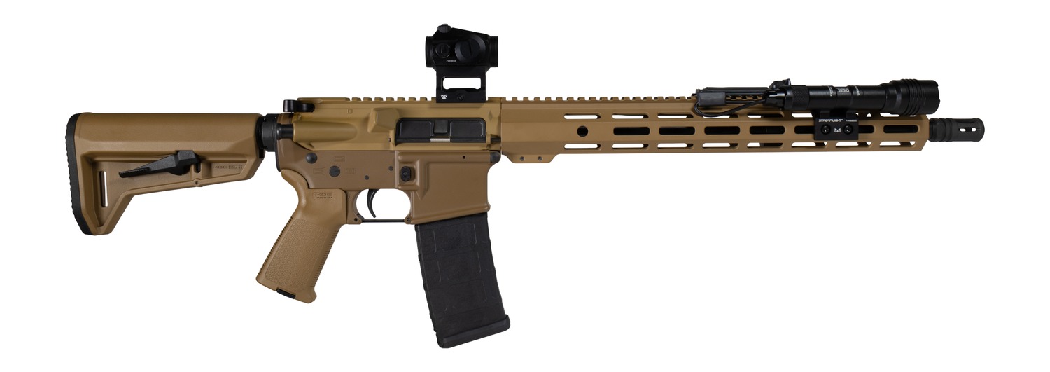Shark Coast Tactical SCTARSCC Sunrise Bundle 5.56 NATO 10+1 16" Black Nitride Barrel, Tri-Tone FDE Cerakote Aluminum Receiver w/Picatinny Rail, M-LOK Handguard, Flat Dark Earth Polymer Stock & Grip, S