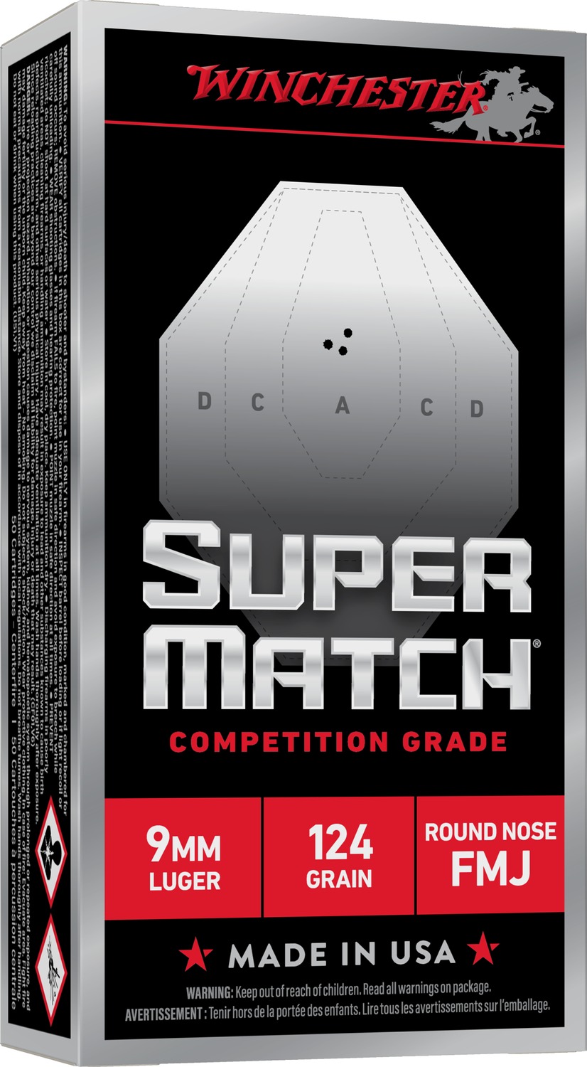 Winchester Super Match 9mm 124gr RN – Reliable Competition Ammo, 50 Rounds