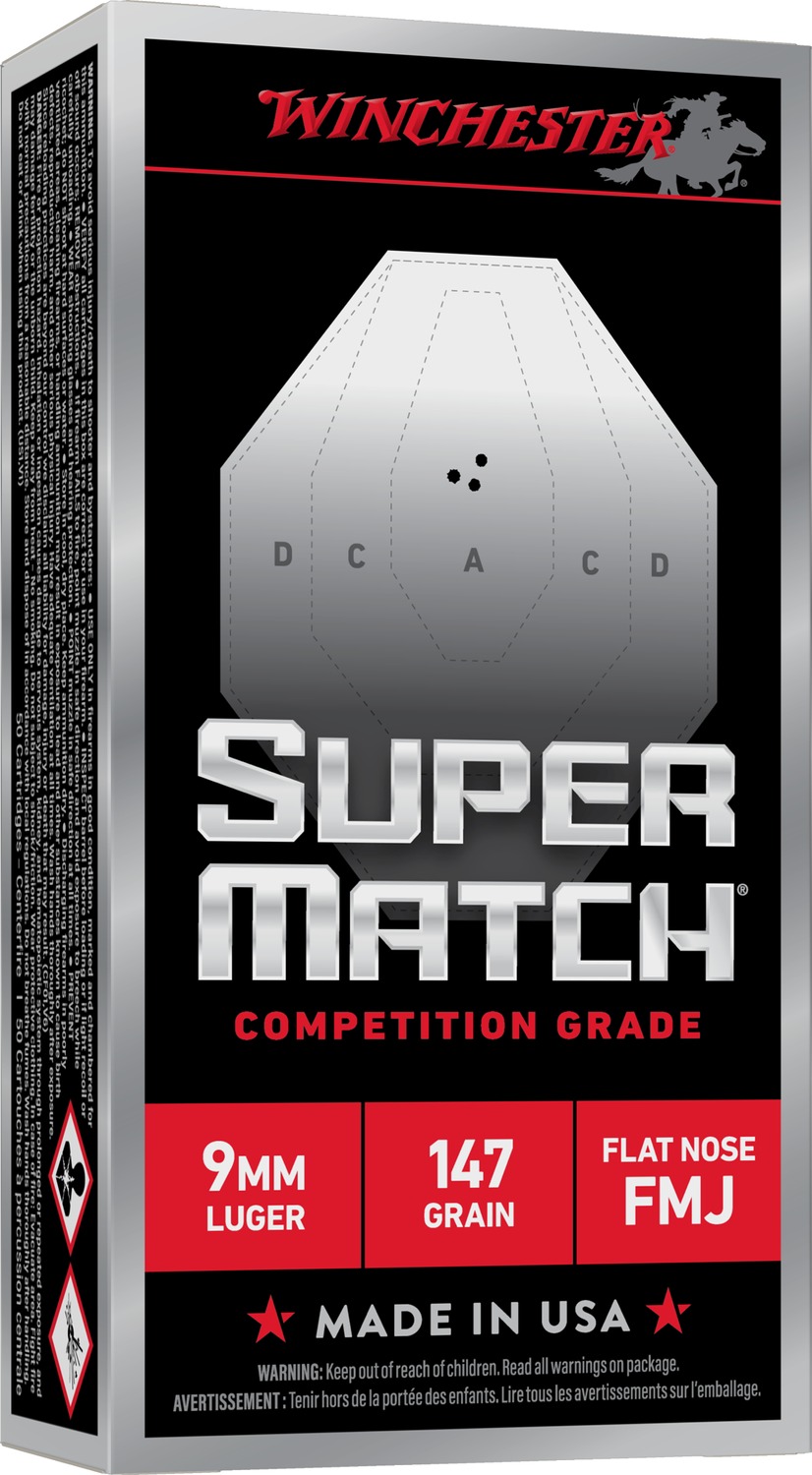 Winchester Super Match 9mm 147gr FN – Dependable Competition Ammo, 50 Rounds