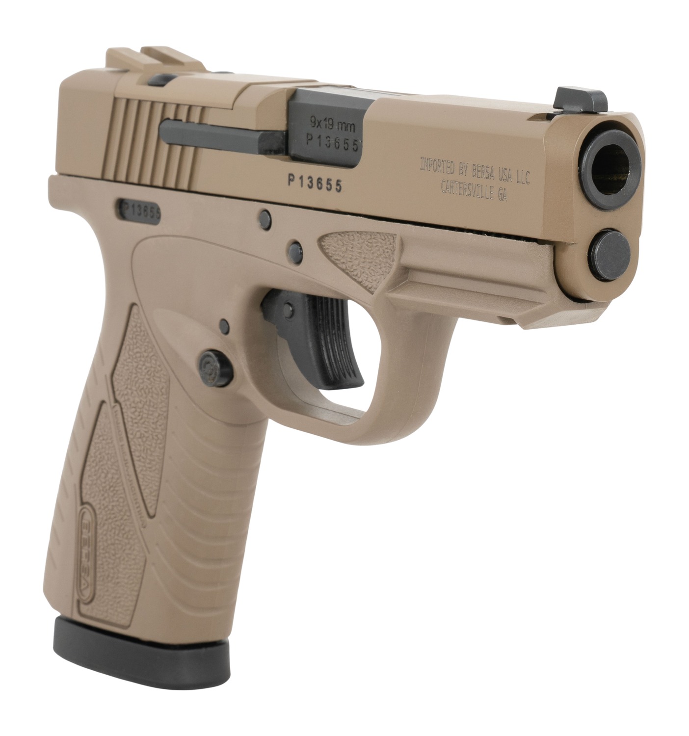Bersa BP9 CC Optics Ready 9mm 3.3" FDE – Reliable Red Dot Carry Pistol 6 Bersa BP9 CC FDE frame and grip