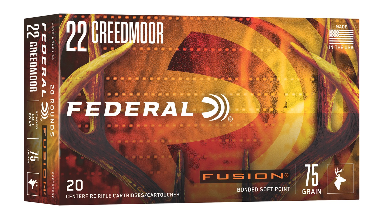 Federal Fusion 22 Creedmoor 75 Grain Fusion Soft Point 20 Round Box