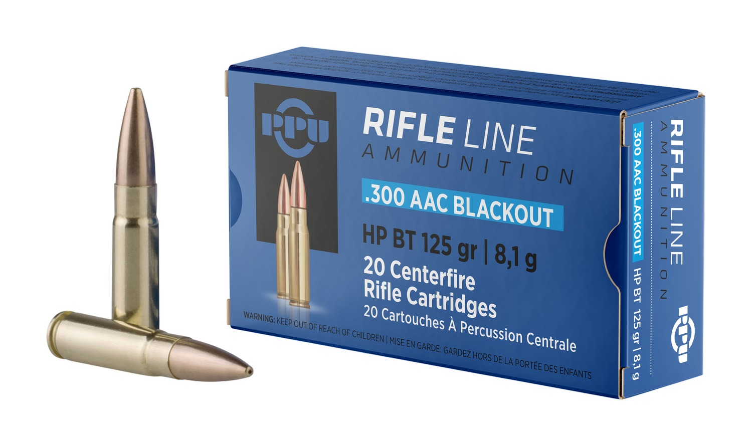 PPU Standard Rifle Ammo 300 Blackout 125gr FMJ (20rd)