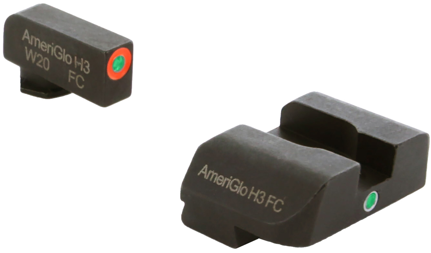 AmeriGlo GL201 i-Dot Sight set for Glock  Black | Green Tritium with Orange Outline Front Sight Green Tritium i-Dot Rear Sight