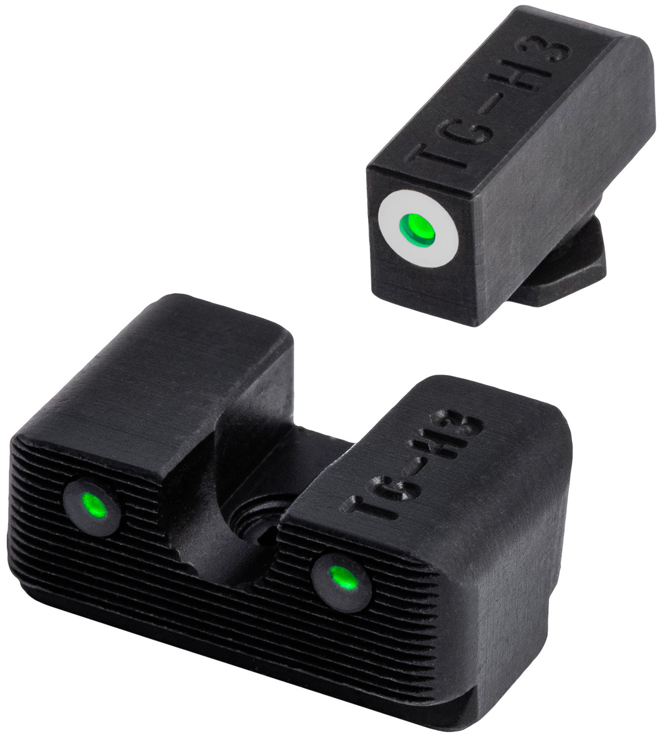 TruGlo TG231G1W Tritium Pro  Low, White Outline Tritium Front/Green Tritium Rear/Black Nitride Fortress Frame, Compatible w/Most Glock Except MOS, Front Post/Rear Dovetail Mount