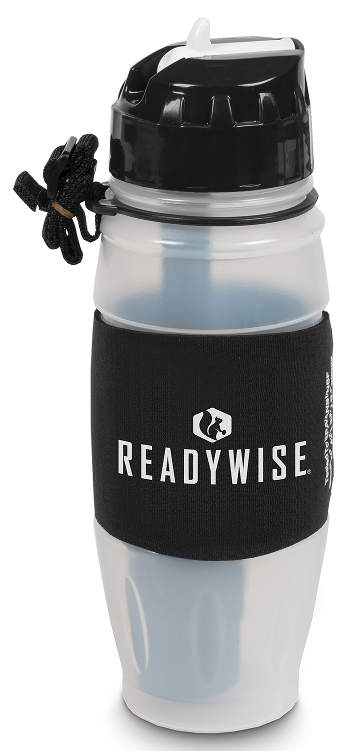 ReadyWise RW08000 Water Filtration Bottle 28oz BPA-Free Black/Gray