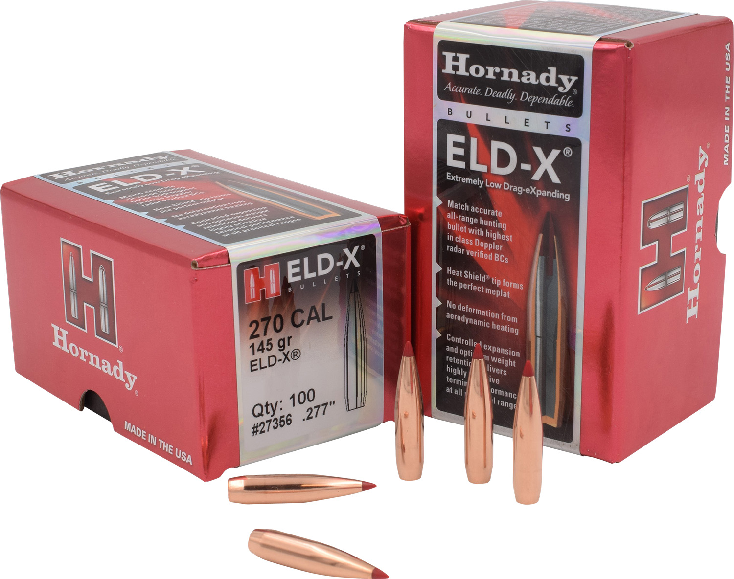 Hornady 27356 ELD-X Hunting 270 Cal .277 145 gr Extremely Low Drag-eXpanding