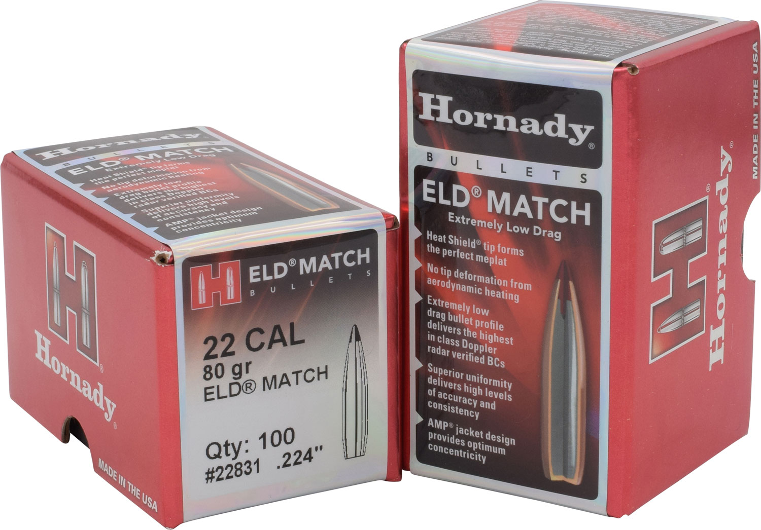 Hornady 22831 ELD Match 22 Cal .224 80 gr Extremely Low Drag-Match (ELD-M) - 100/Box 30/Case