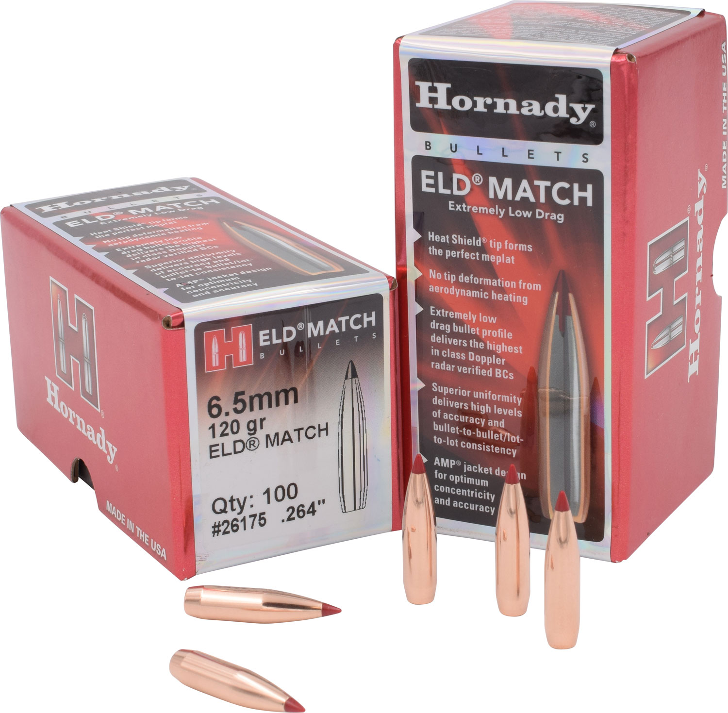 Hornady 26175 ELD Match 6.5mm .264 120 gr Extremely Low Drag-Match (ELD-M) - 100/Box 25/Case