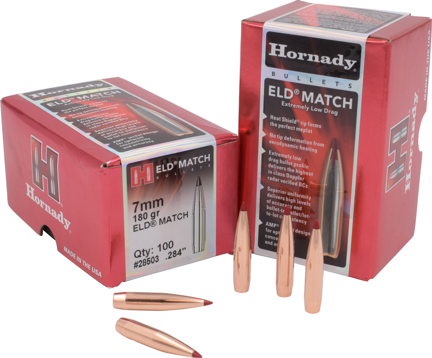 Hornady 7mm 180 Grain ELD Match Component Bullets 100 Per Box Md: 28503