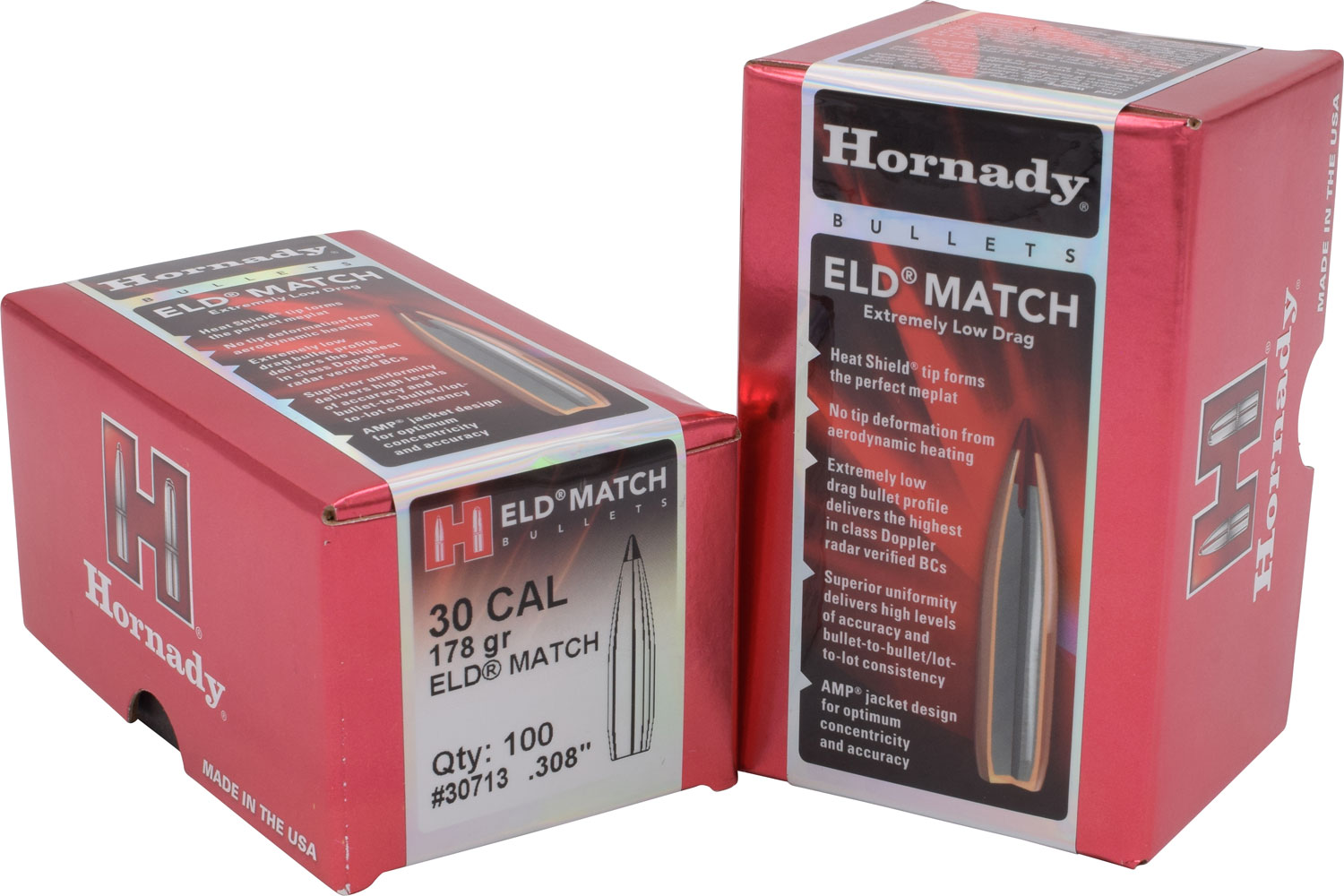 Hornady 30713 ELD Match Target 30 Cal .308 178 gr Extremely Low Drag-Match (ELD-M)