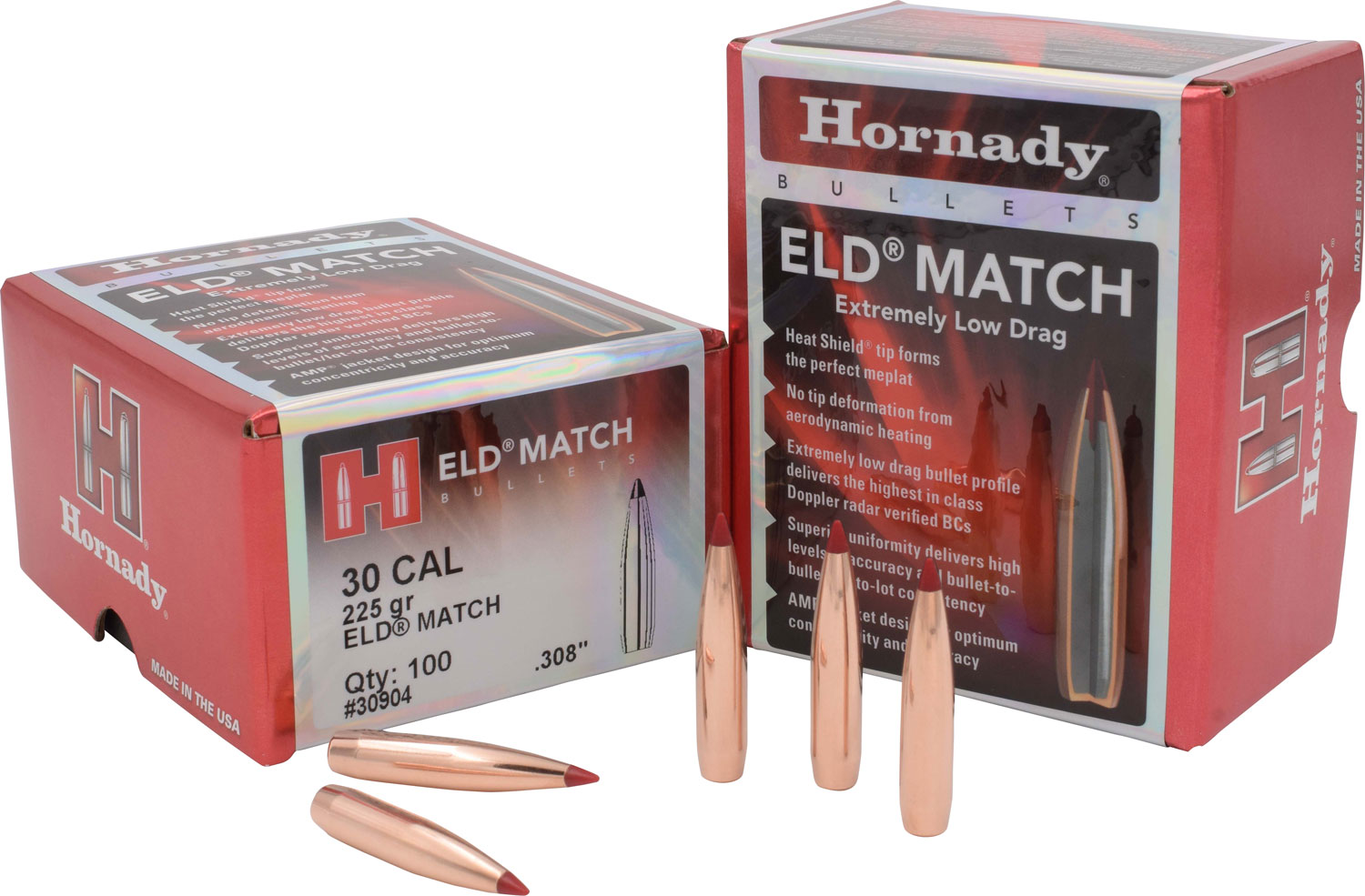 Hornady 30904 ELD Match Target 30 Cal .308 225 gr Extremely Low Drag-Match (ELD-M)