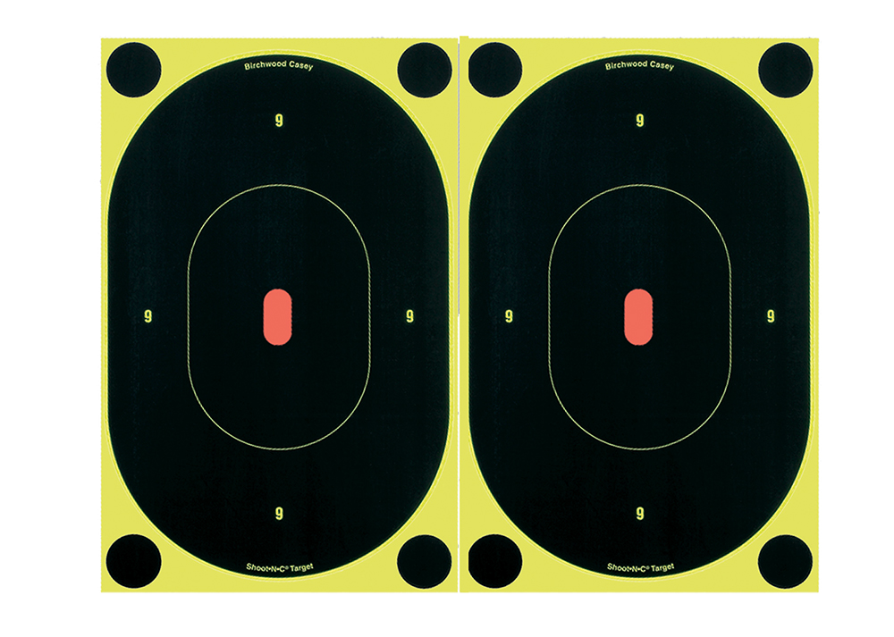 Birchwood Casey 34710 Shoot-N-C Reactive Target Self-Adhesive Paper Black/Yellow 7 Oval Silhouette 6 Pack