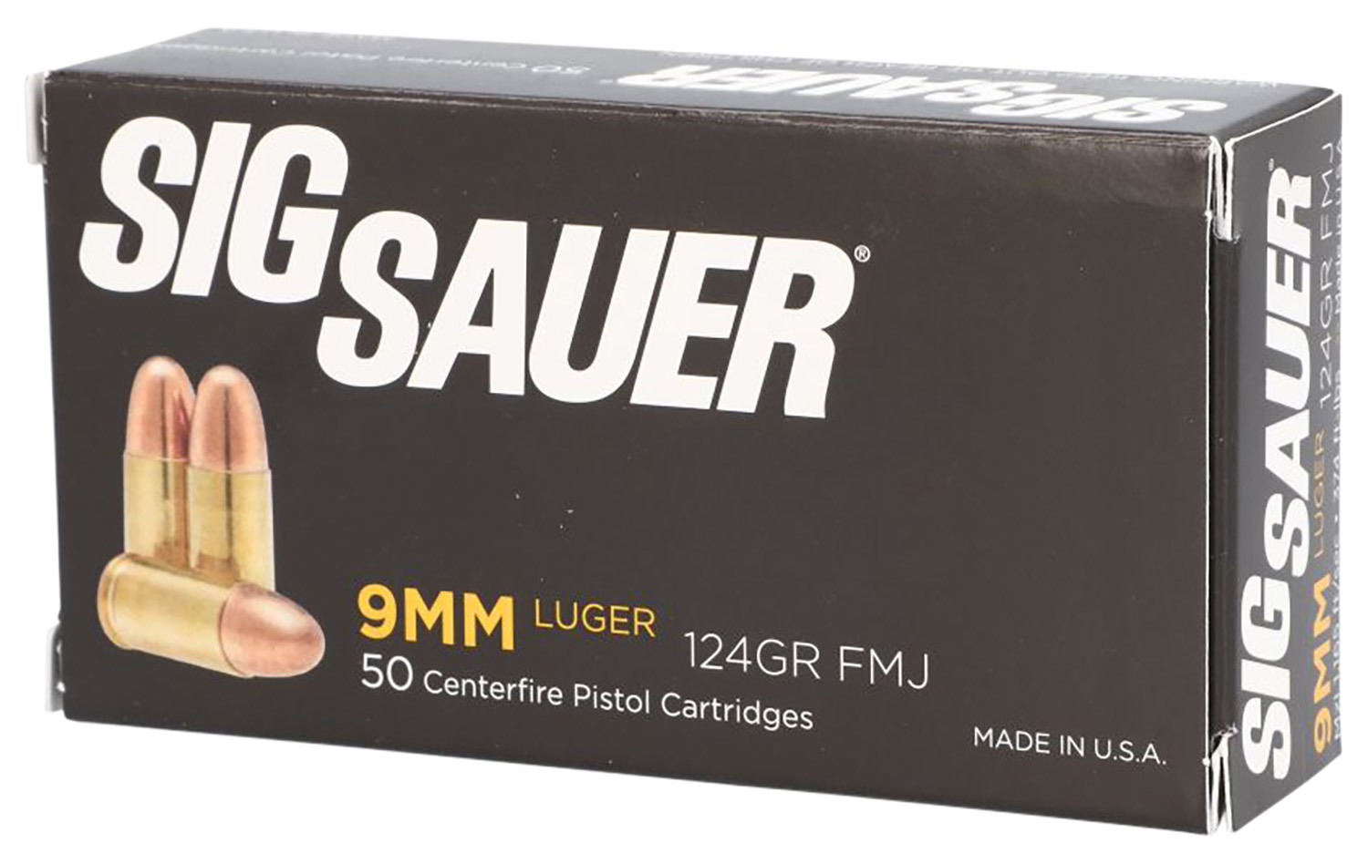 Sig Sauer E9MMB250 Elite Ball  9mmLuger 124gr Full Metal Jacket 50 Per Box/20 Case