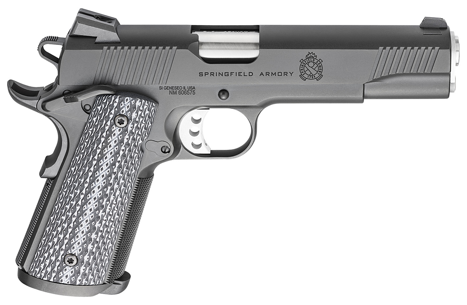 Springfield Armory PC9108LCA18 1911 TRP *CA Compliant 45 ACP 7+1, 5 Match Grade Stainless Steel Barrel, Black Cerakote Serrated Carbon Steel Slide &^ Frame w/Beavertail, Black G10 Grip