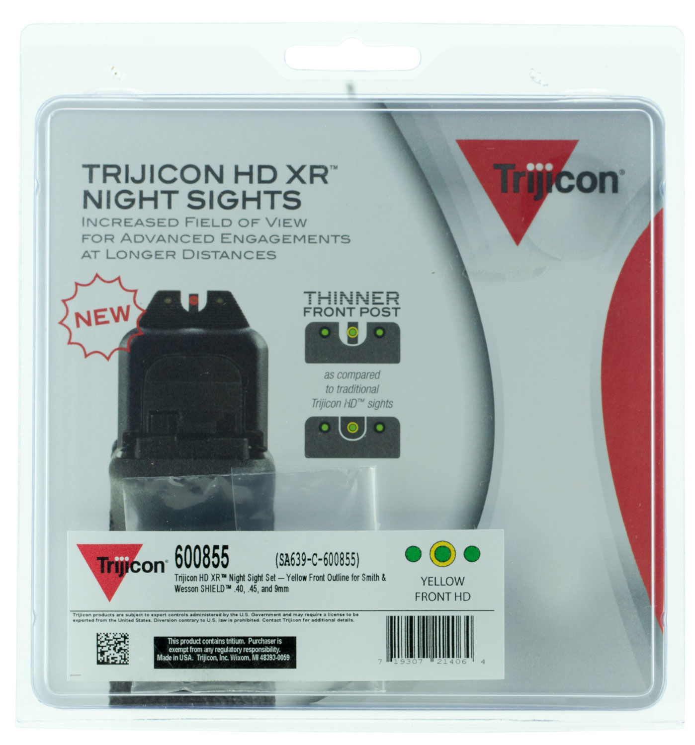 Trijicon HD XR Night Sight Set Yellow Outline for S&W SHIELD - SA639-C-600855 - Trijicon - STEEL