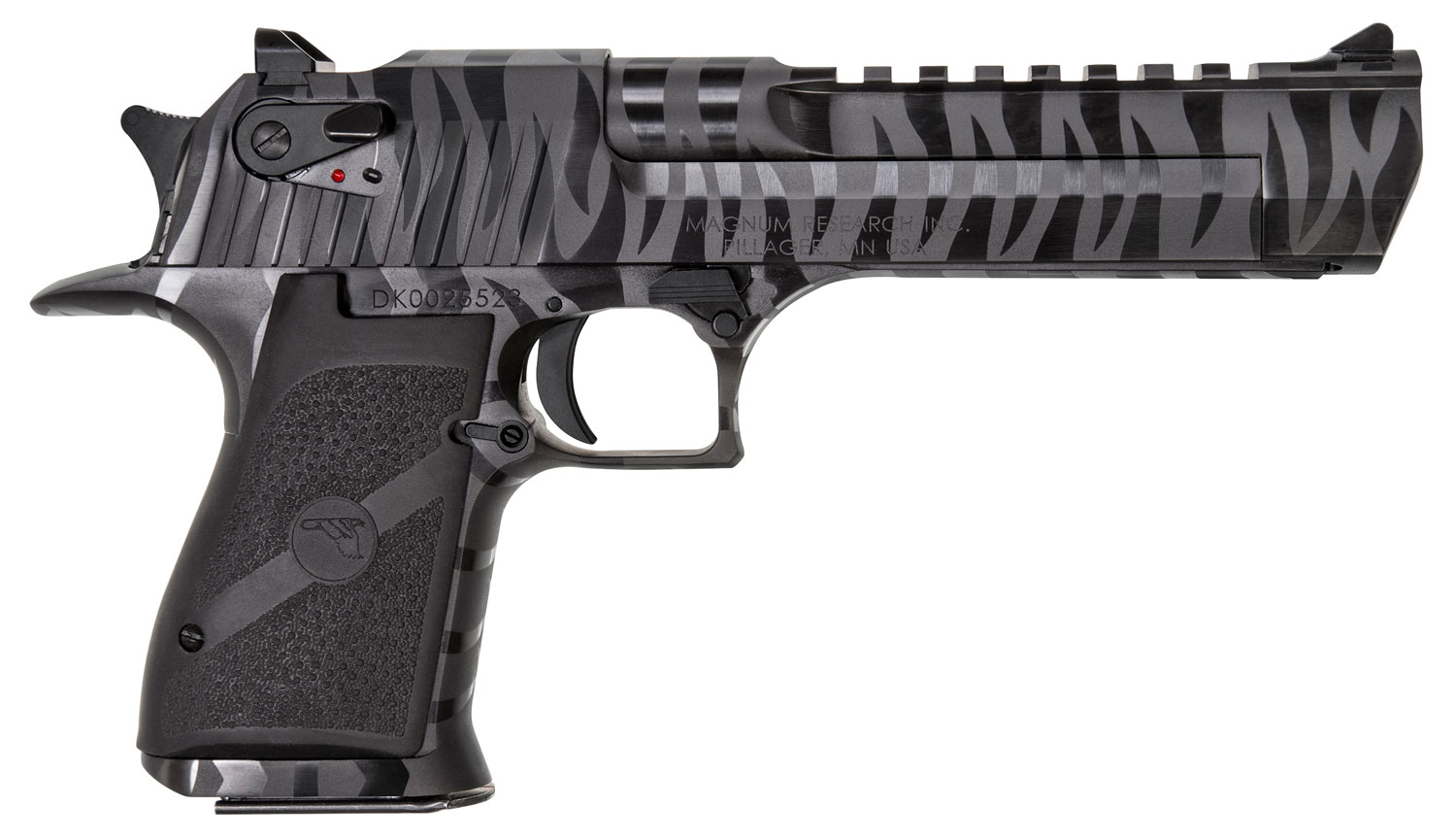 Magnum Research DE50BTS Desert Eagle Mark XIX 50 AE 6" 7+1 Black Carbon Steel with Tiger Stripes Frame & Slide Black Polymer Grip