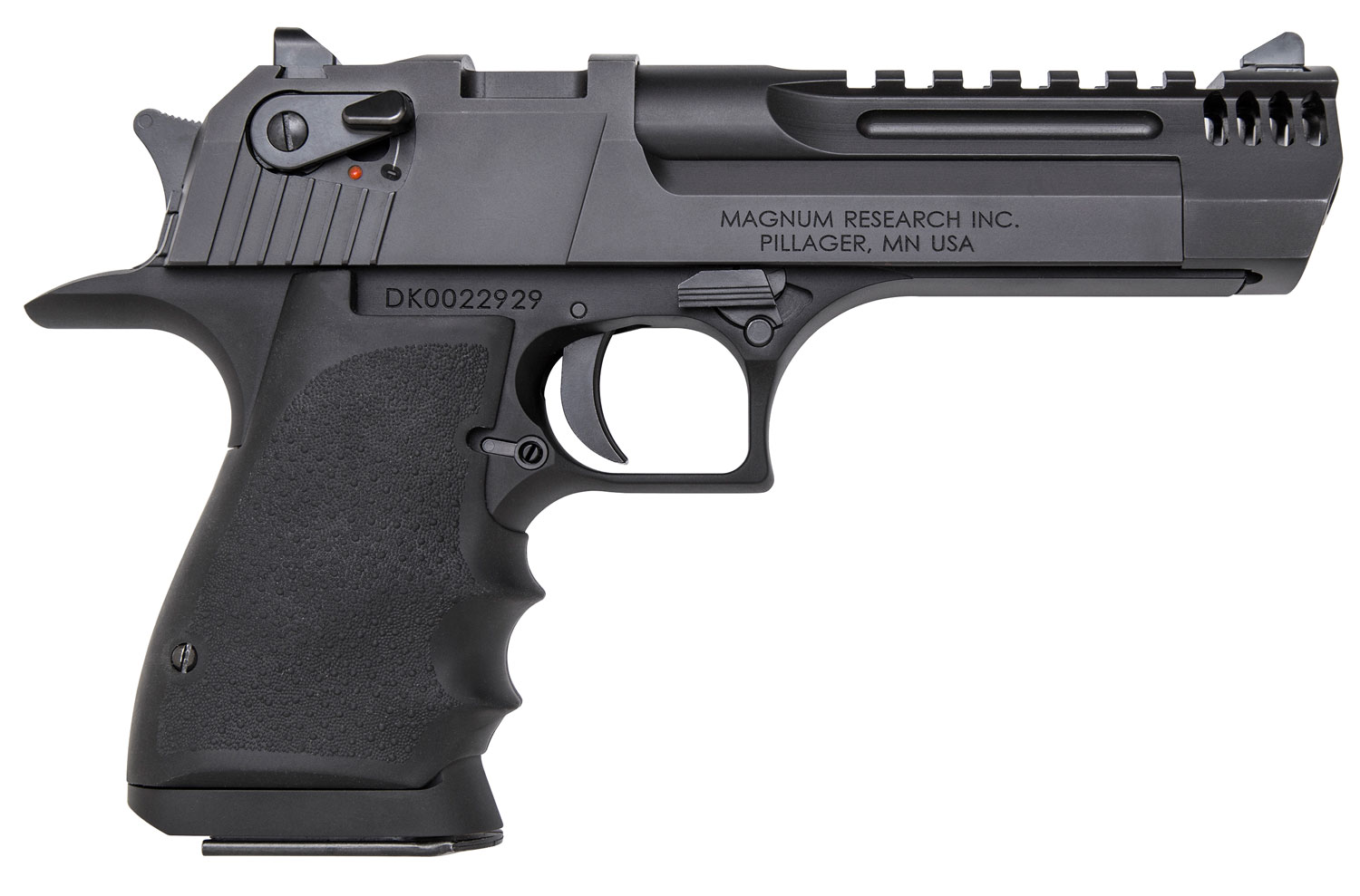 Magnum Research DE445IMB Desert Eagle L5 44 Rem Mag 5" with Muzzle Brake 8+1 Black Hardcoat Anodized Aluminum Frame Black Carbon Steel Slide Black Hogue Wraparound Grip