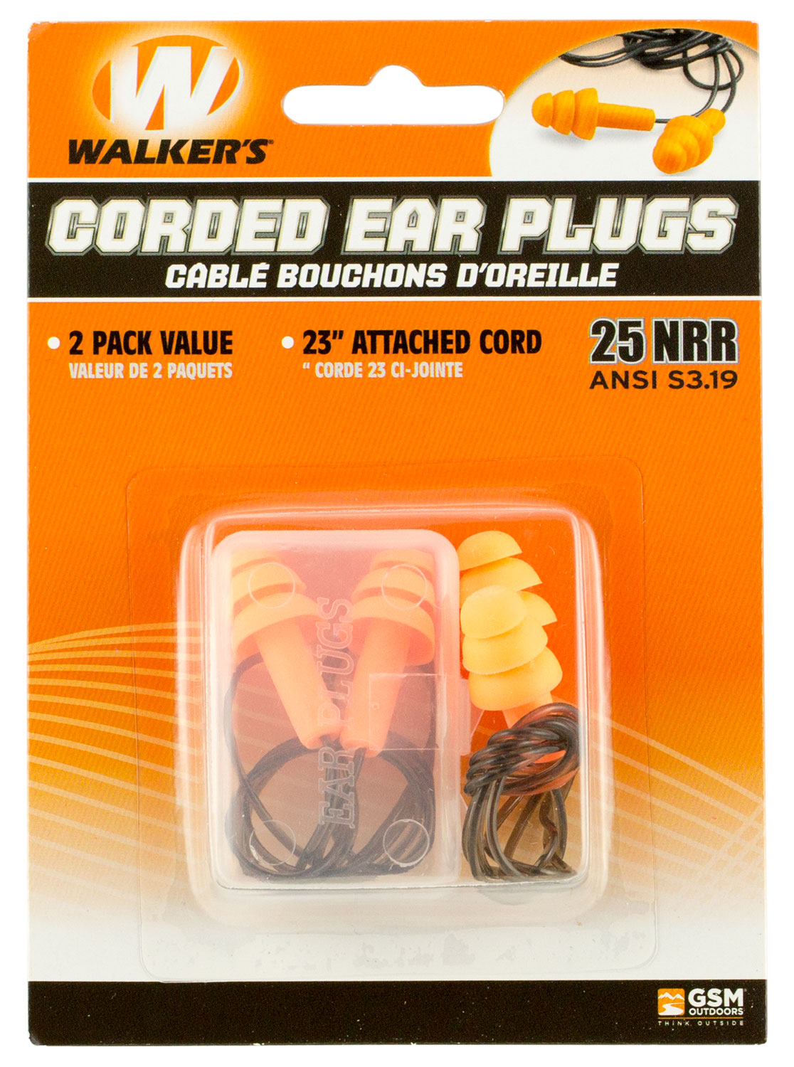 Walker's GWPEPCORD2PK Corded Foam Ear Plugs 33 dB In The Ear...-img-0