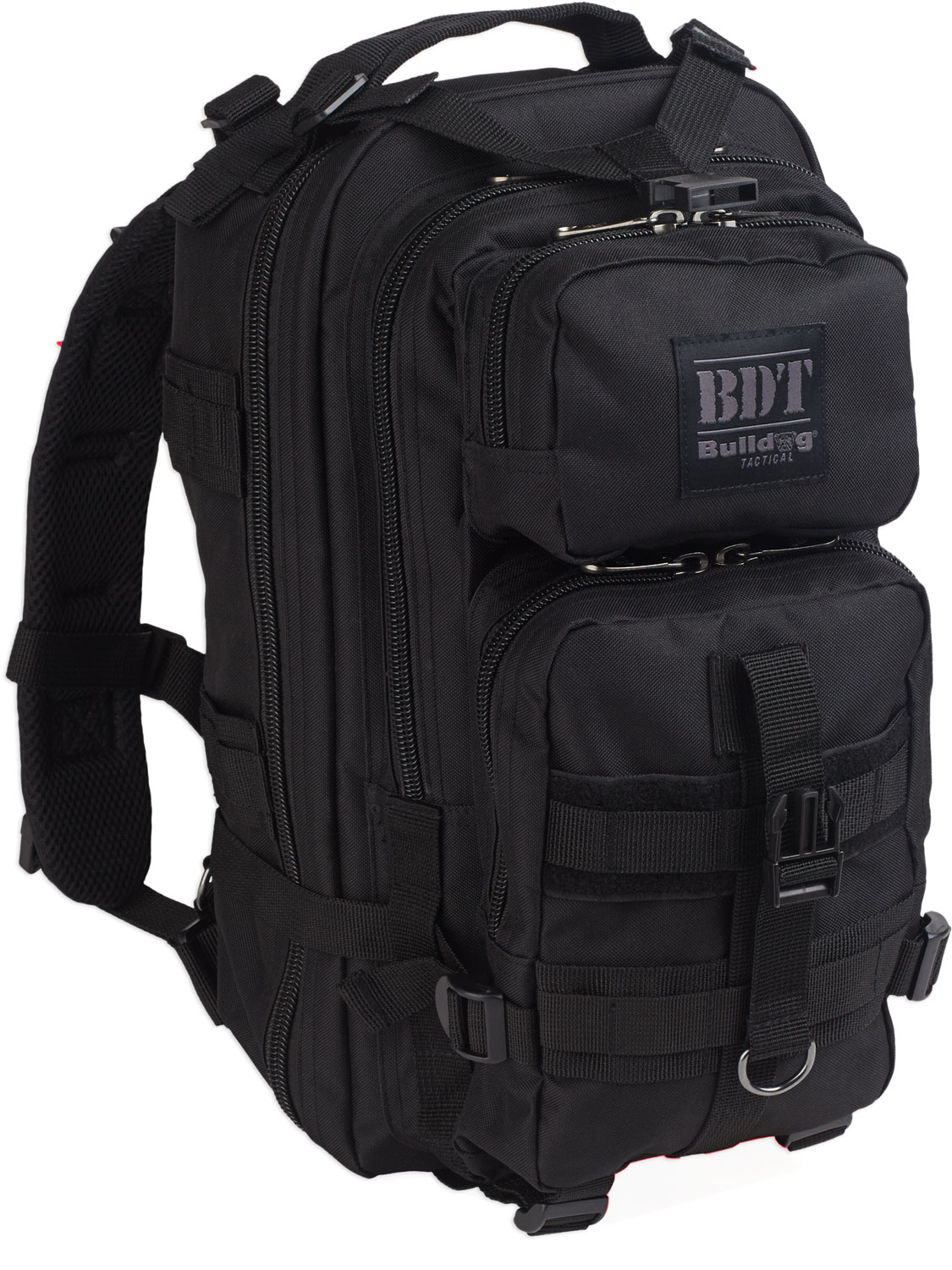 Bulldog BDT410B Compact Tactical Backpack in Black - Dual Main & Accessory Compartments, Hydration Bladder Space, Molle & Alice Ready, 18x10x10