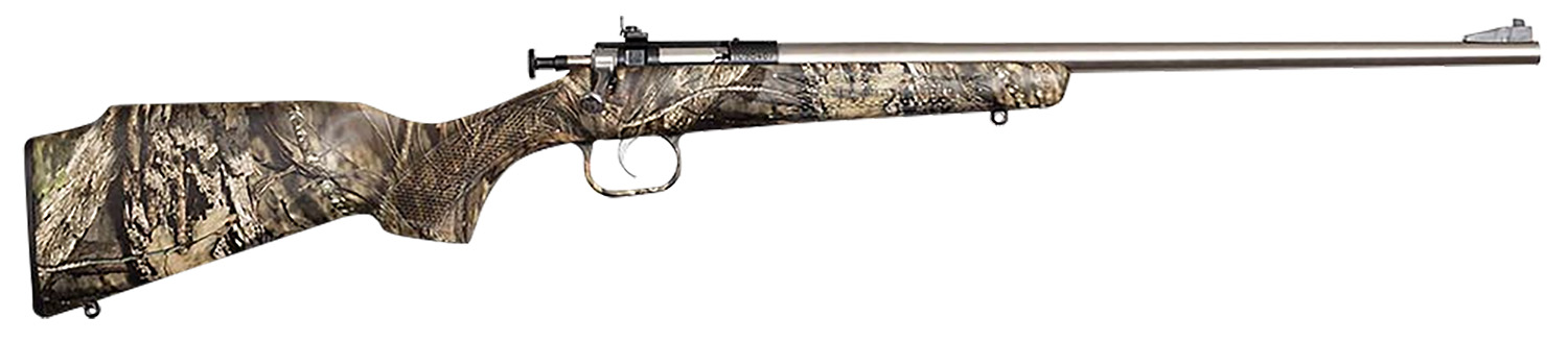 Crickett KSA2166 Youth  22 LR 1rd 16.12 Stainless Steel Barrel, Fixed Front/Adjustable Rear Peep Sights, Mossy Oak Break-Up Synthetic Stock w/11.5 LOP, Rebounding Firing Pin Safety