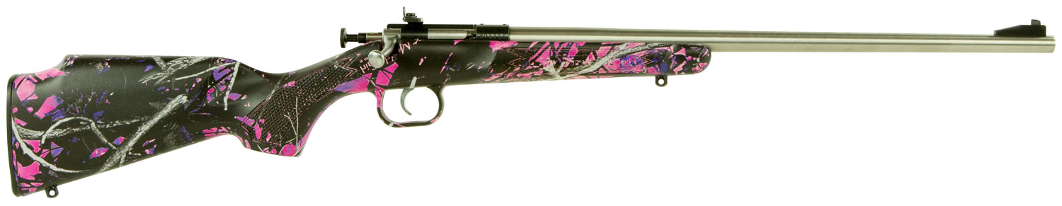 Crickett KSA2167 Youth  22 LR 1rd 16.12 Stainless Steel Barrel, Fixed Front/Adjustable Rear Peep Sights, Hydro Dipped Muddy Girl Synthetic Stock w/11.5 LOP, Rebounding Firing Pin Safety