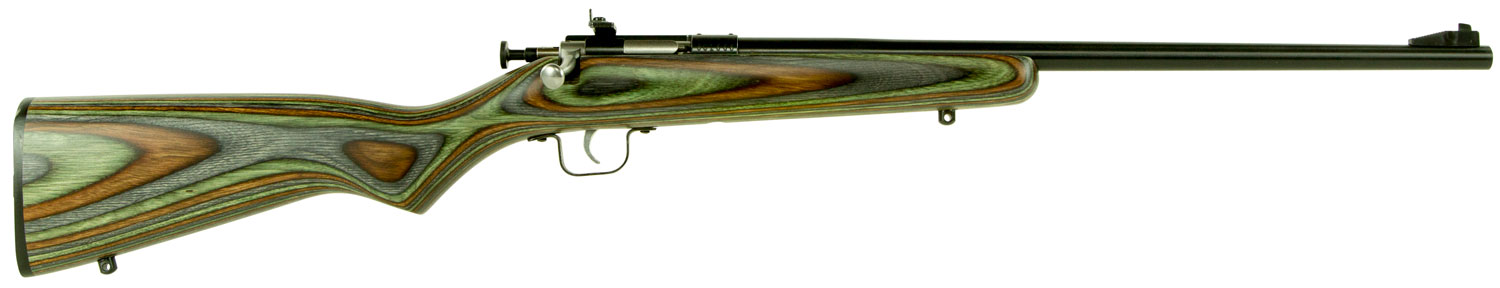 Crickett KSA2252 Youth  22 LR 1rd 16.12 Blued Barrel & Receiver, Fixed Front/Adjustable Rear Peep Sights, Camo Laminate Stock w/11.5 LOP, Rebounding Firing Pin Safety