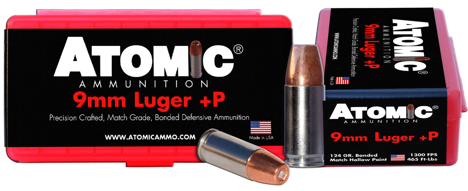Atomic Ammunition 00454 9mm Luger +P 124gr Bonded Hollow Point 20/Box - Atomic Ammunition - 9MM LUGER (9X19,9MM PARABELUM)