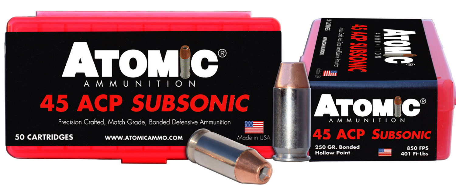 Atomic Ammunition 00439 45ACP 250gr Subsonic Hollow Point 50/Box