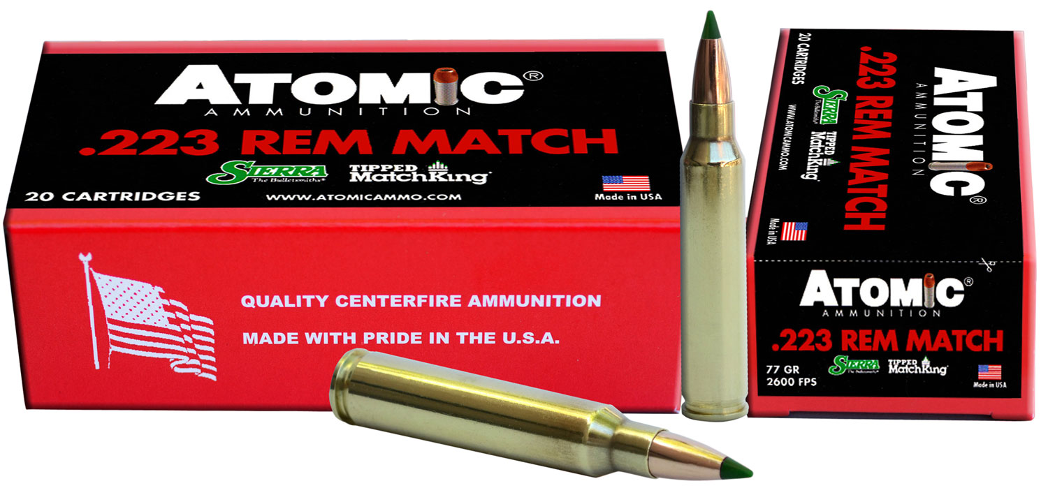 Atomic Ammunition 00459 Rifle Match 223Rem 77gr Tipped MatchKing 20 Per...