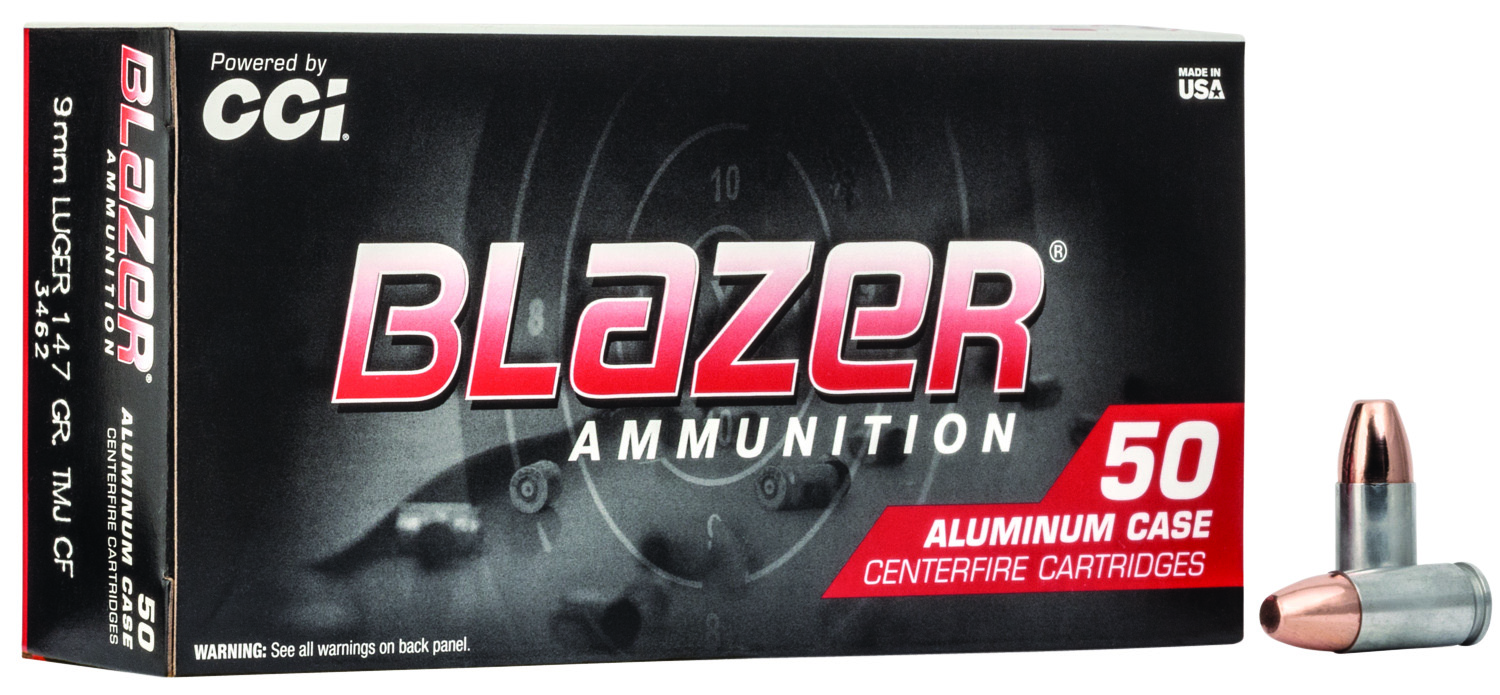 CCI 3462 Blazer 9mm Luger 147gr TMJ Clean-Fire Ammo 50 Rounds - CCI - 9mm Luger