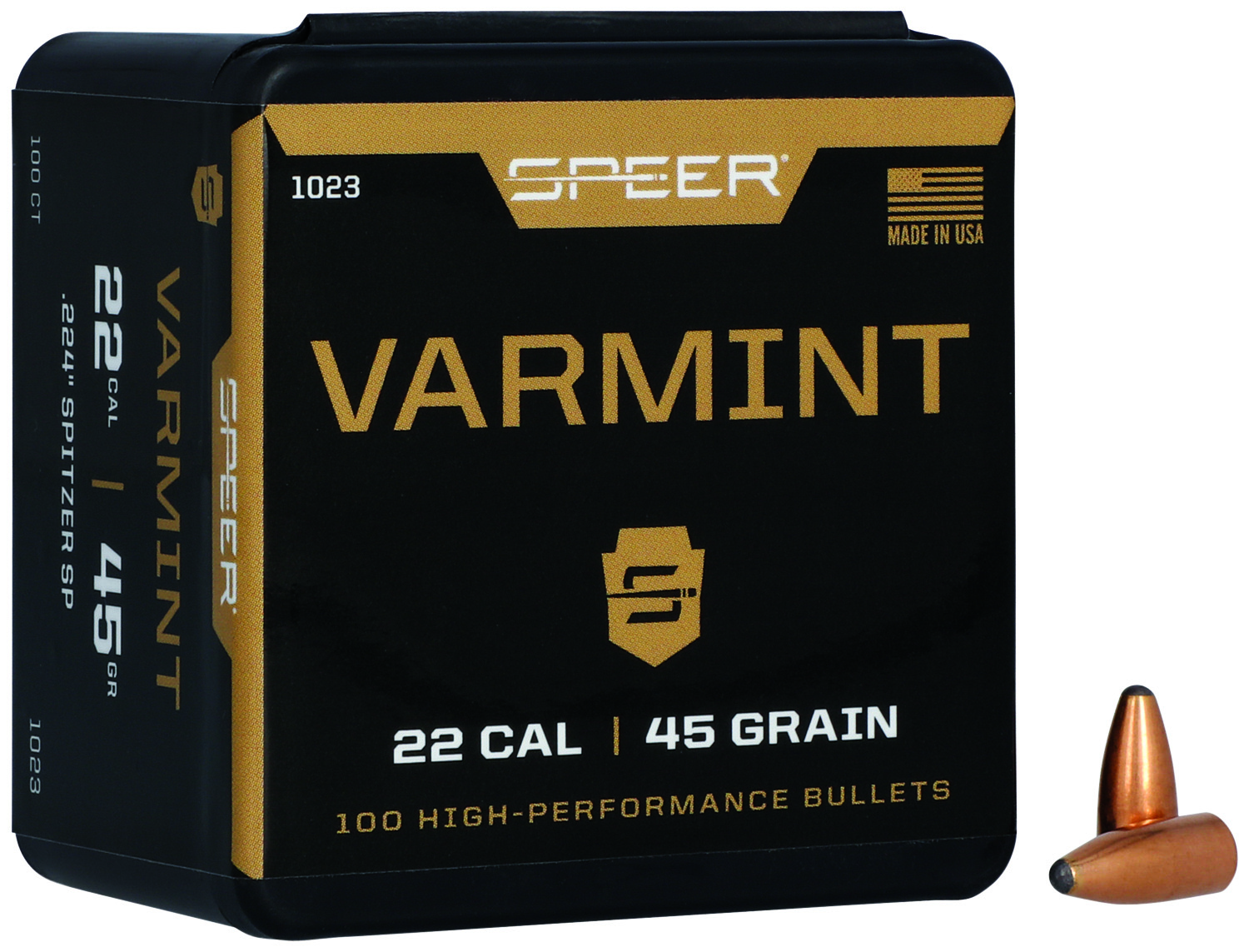 Speer Varmint Soft Point Rifle Bullets .224 cal .224" 45 gr JSP 100-ct