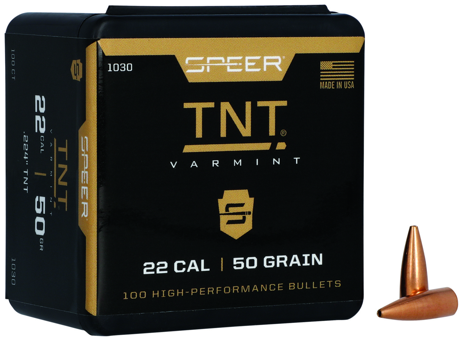 Speer 1030 TNT 22Cal 50gr Jacketed Hollow Point 100 Per Box/5 Case