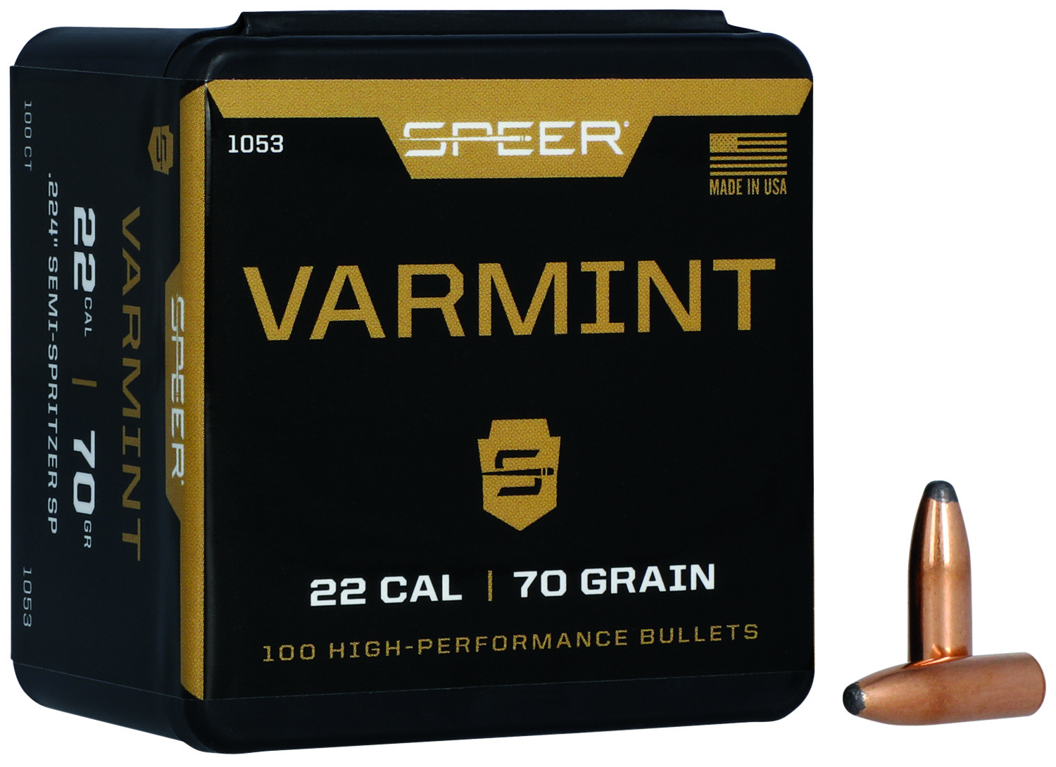 Speer 1053 Varmint 22Cal 70gr Jacketed Soft Point 100ct Box