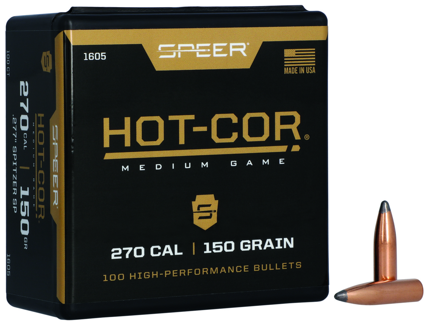 Speer 1605 Hot-Cor 277 Cal .28 150 gr Spitzer Soft Point