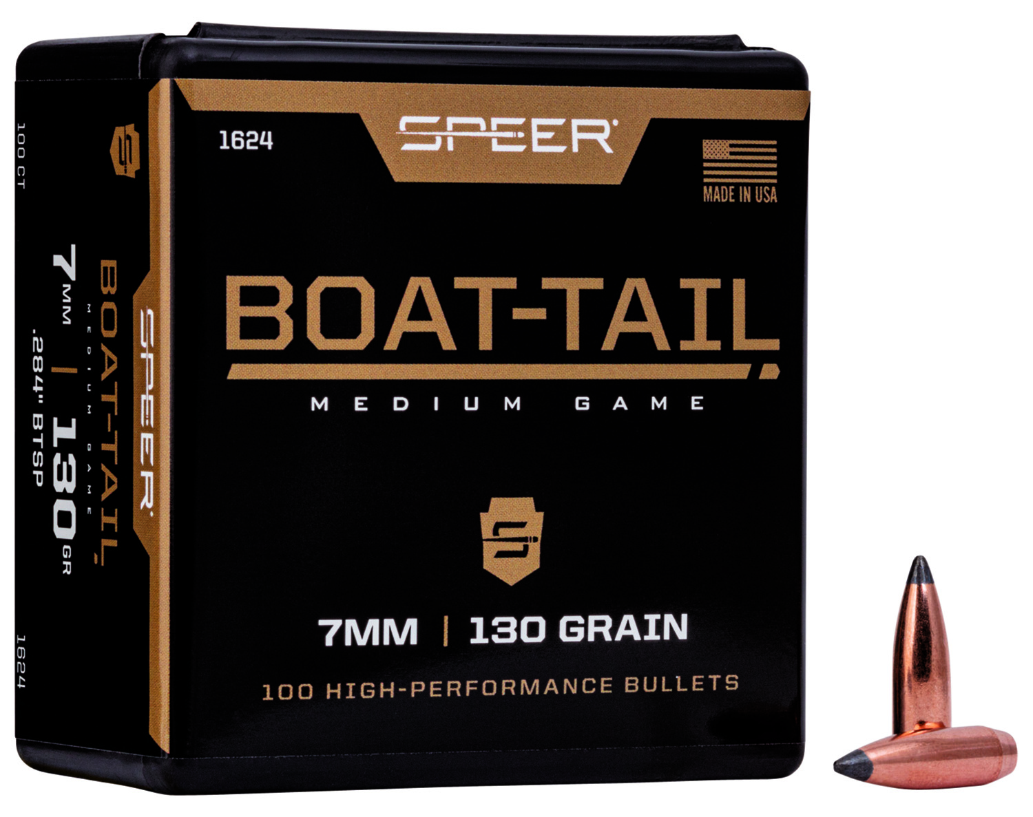 Speer 1624 7mm 130gr Boat-Tail Soft Point Bullets 100ct