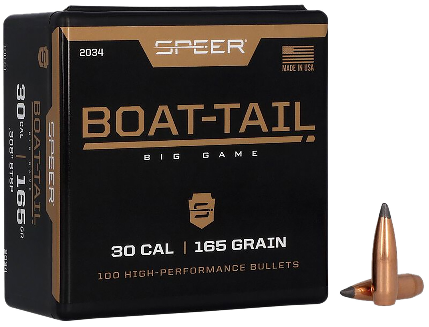 Speer 2034 .308 165gr Spitzer Boat Tail Soft Point Bullets 100ct
