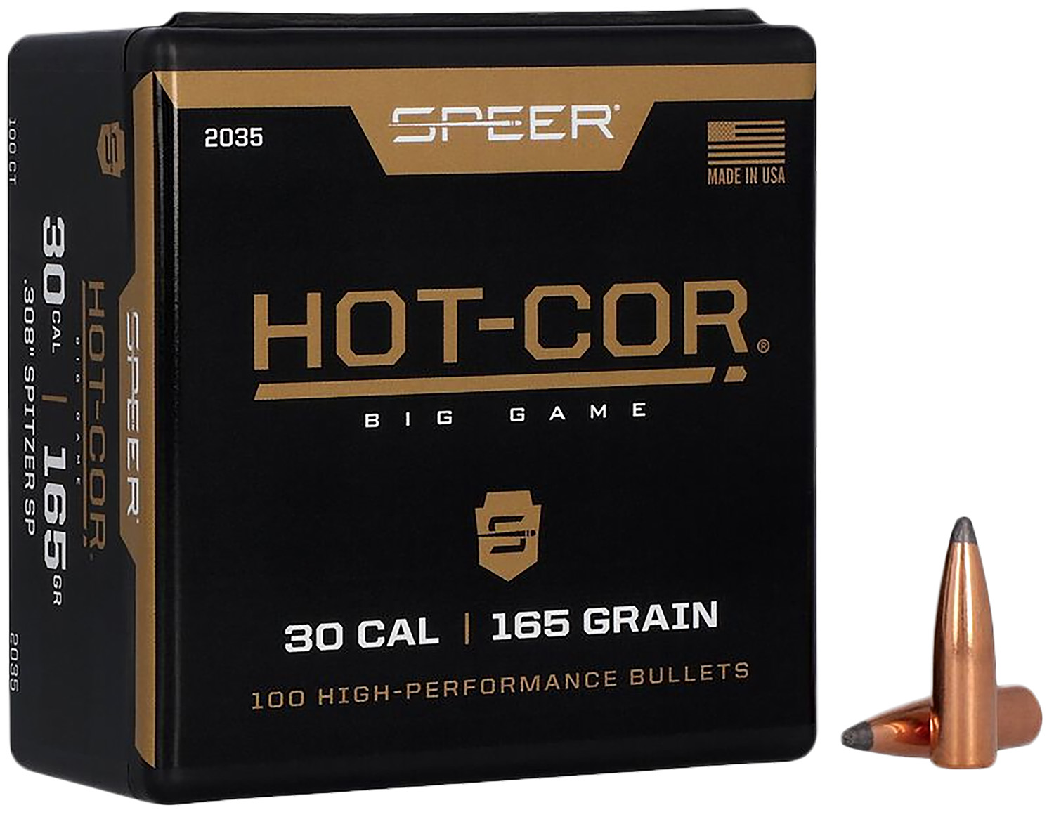 Speer 2035 Hot-Cor .308 165gr Spitzer Soft Point Bullets 100ct