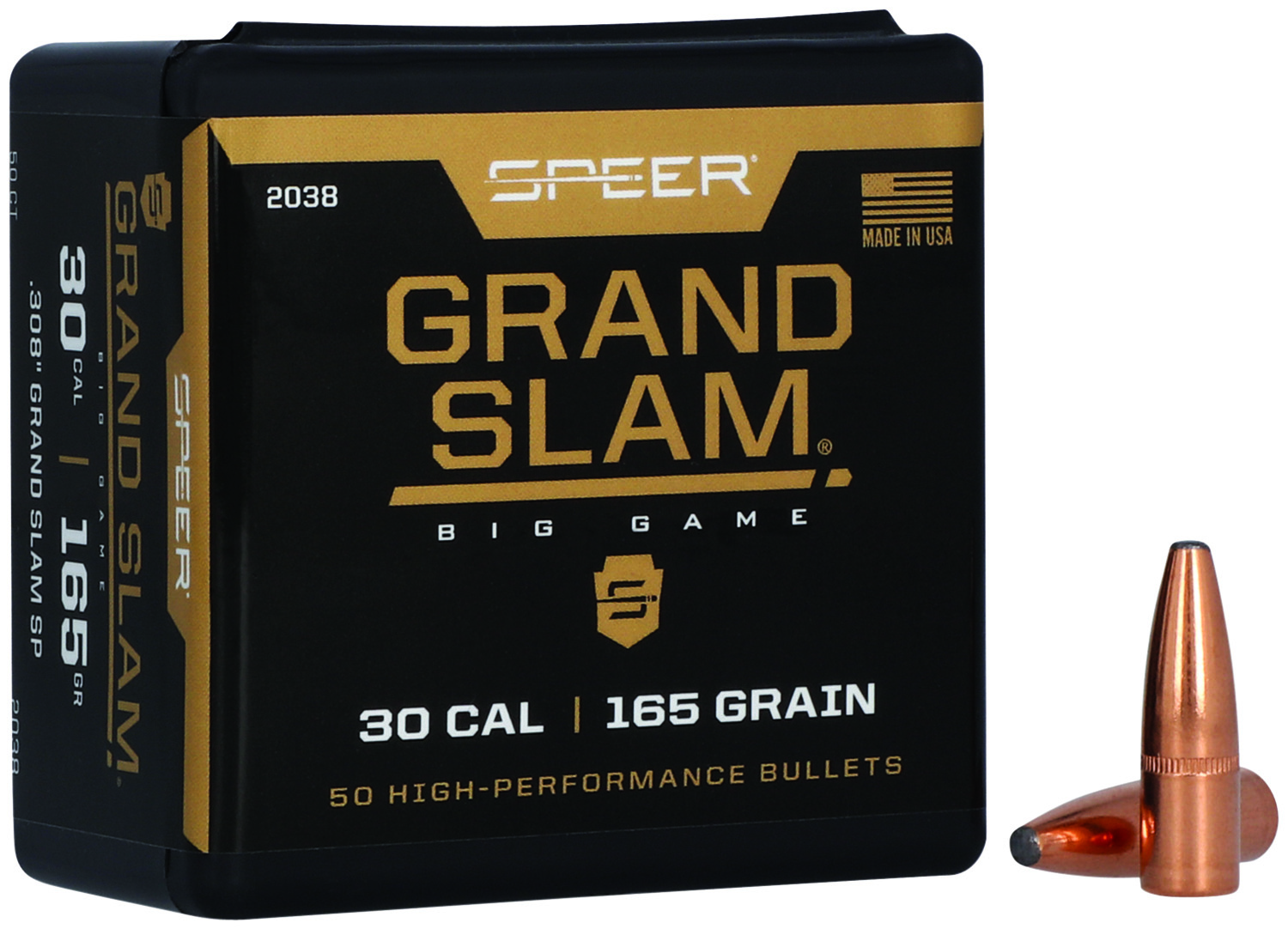 Speer 2038 Grand Slam 30Cal 165gr Soft Point Bullets 50/Box