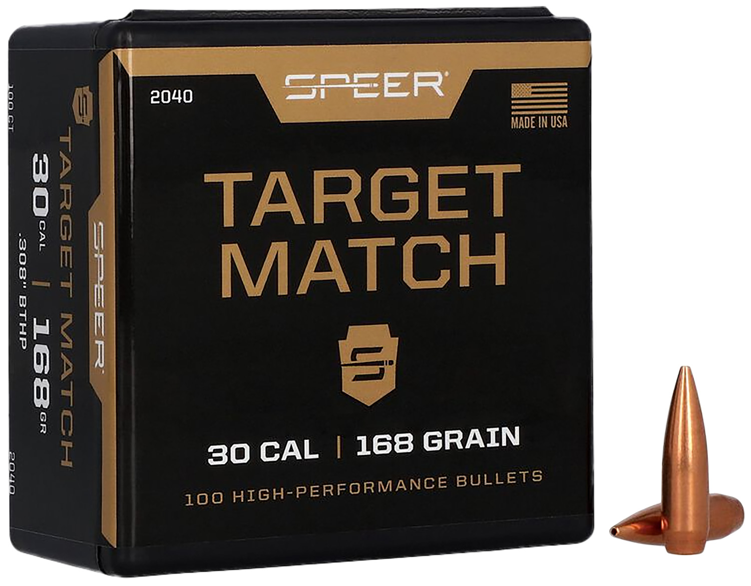 Speer 2040 .308 168gr Open Tip Match Boat Tail Bullets 100/Box